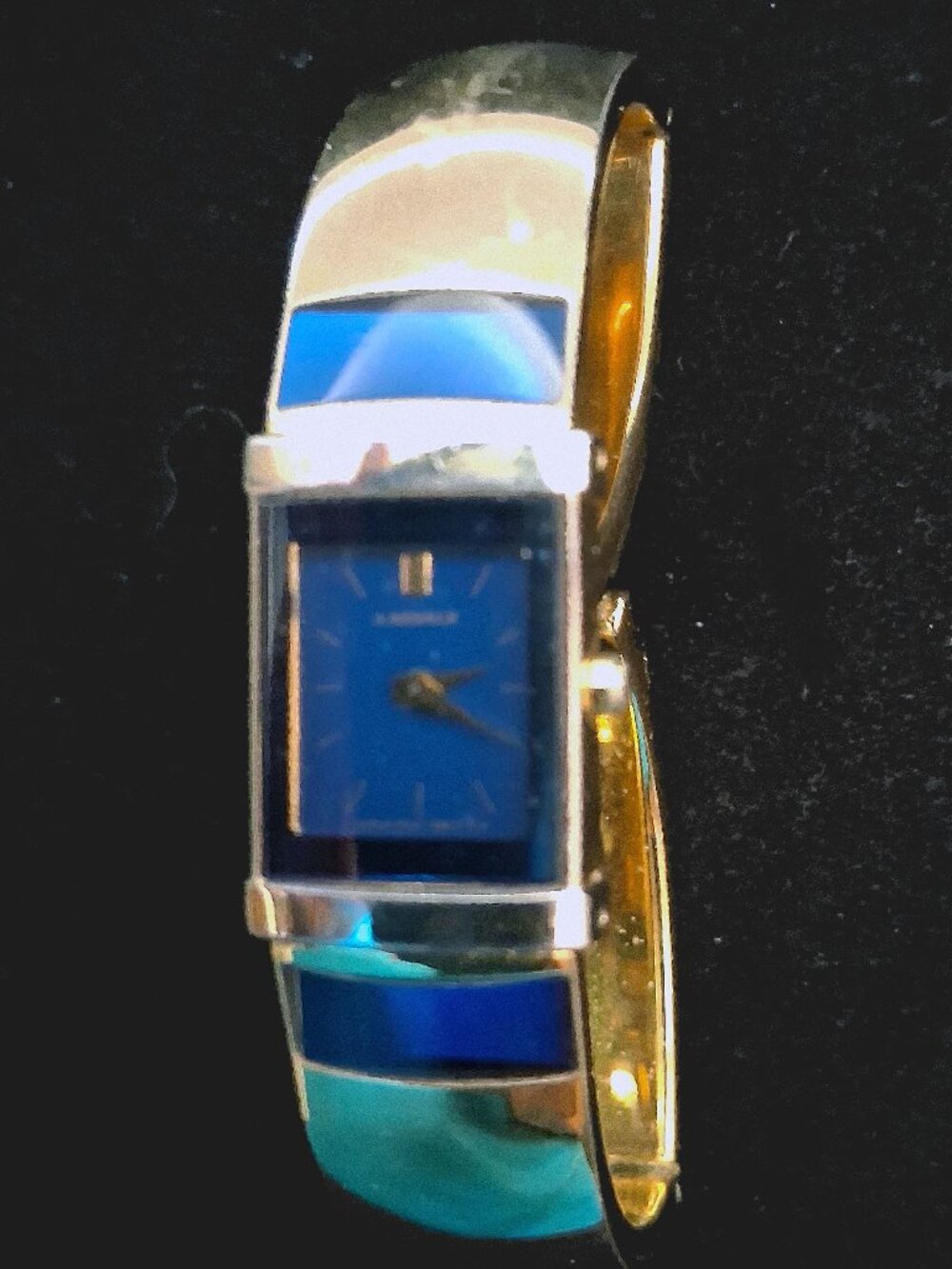 SEIKO LaSalle LadiesTank Watch Blue Dial Gold Tone Bracelet